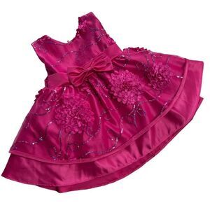 Gorgeous vintage 1990s Hot Pink Sequin Tulle Bow Formal Dress